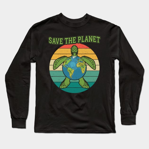 Earth Day Save The Planet Turtle Environment Long Sleeve T-Shirt by aneisha